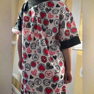 Black Graphic Tee with Heart Design